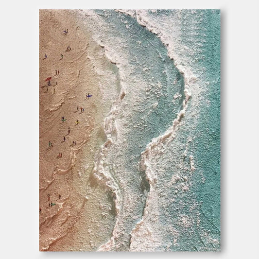 Stunning Beach Scene Oil Painting for Coastal Home Decor