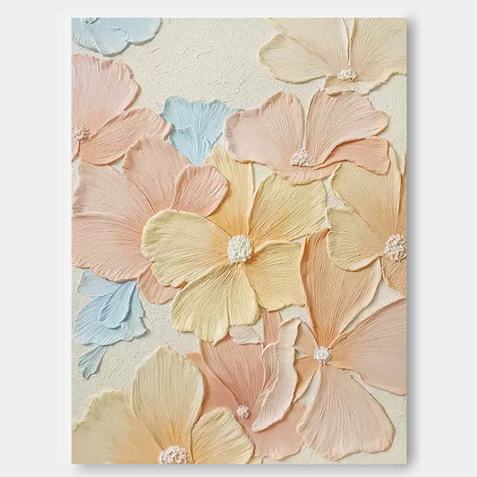 Soft Pastel Flower Oil Painting for Elegant Home Decor