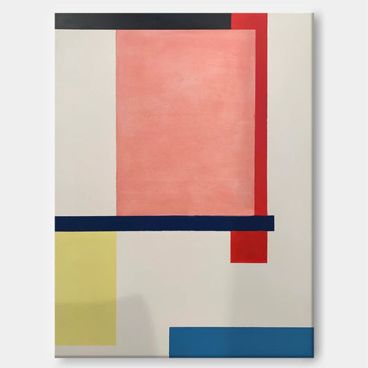 Modern Abstract Geometric Oil Painting for Contemporary Home Decor