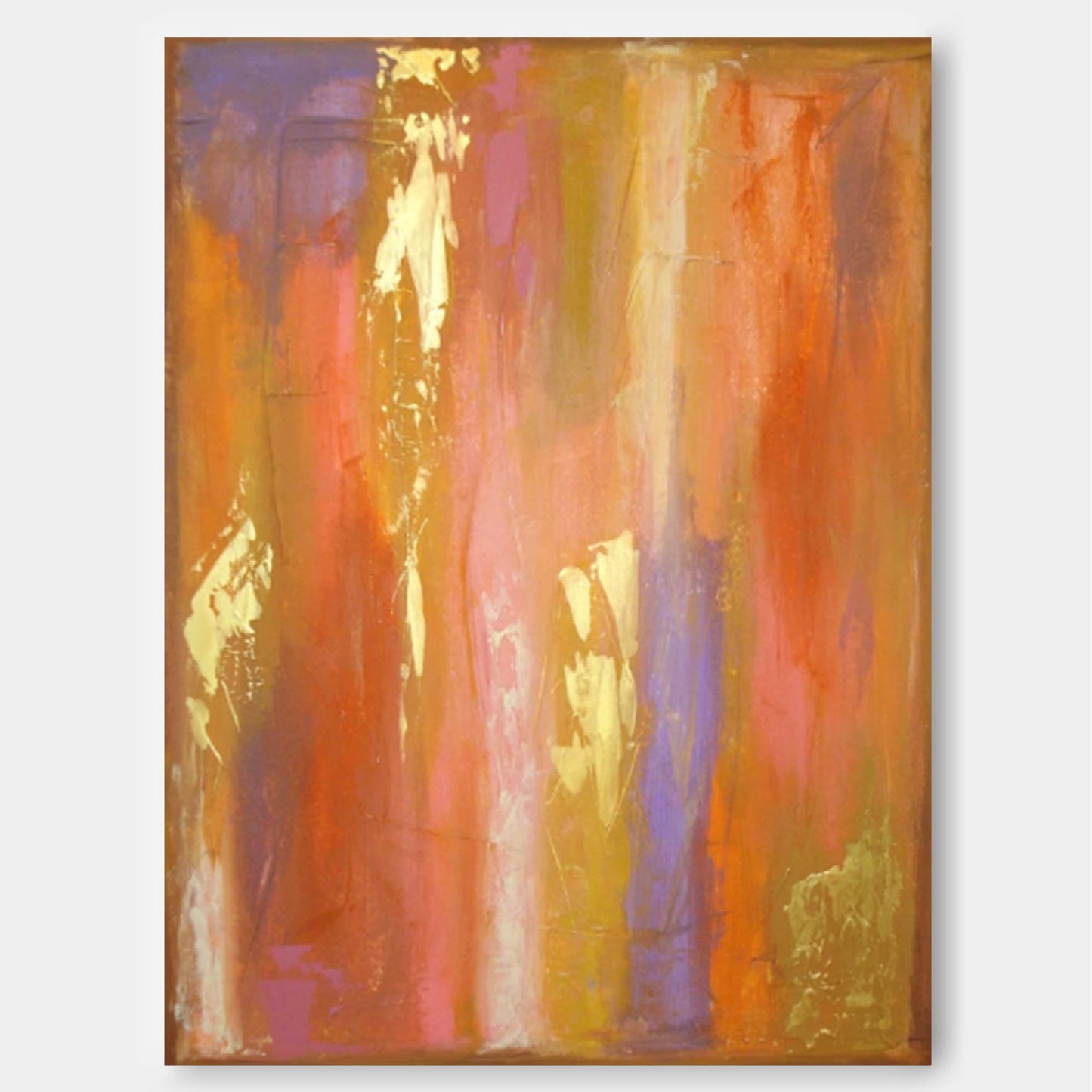 Vibrant Abstract Oil Painting in Warm Shades for Modern Home Decor