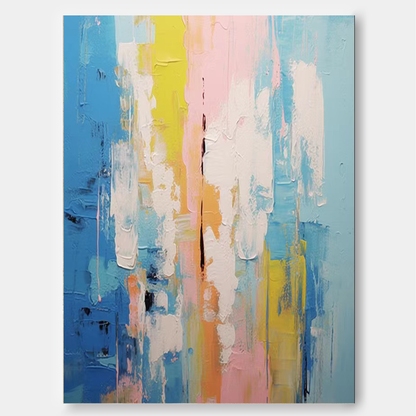 Vibrant Abstract Oil Painting with Bold Colors for Modern Home Decor