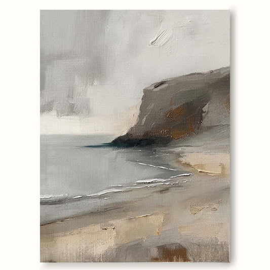 Serene Coastal Landscape Oil Painting for Tranquil Home Decor