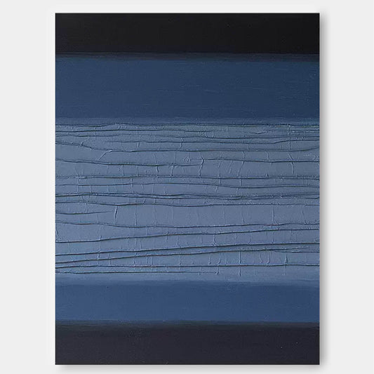 Contemporary Minimalist Blue Oil Painting for Modern Home Decor