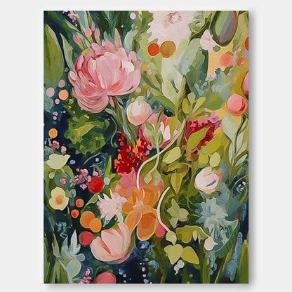 Vibrant Floral Oil Painting for Home Decor and Wall Art