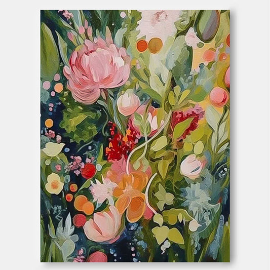 Vibrant Floral Oil Painting for Home Decor and Wall Art