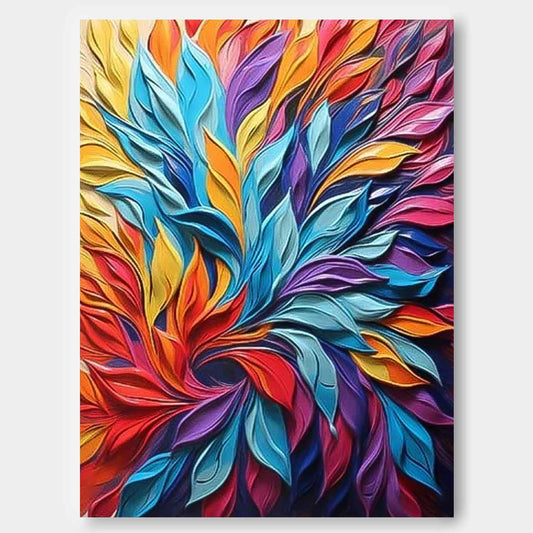 Colorful Abstract Floral Oil Painting for Home Decor and Art Lovers