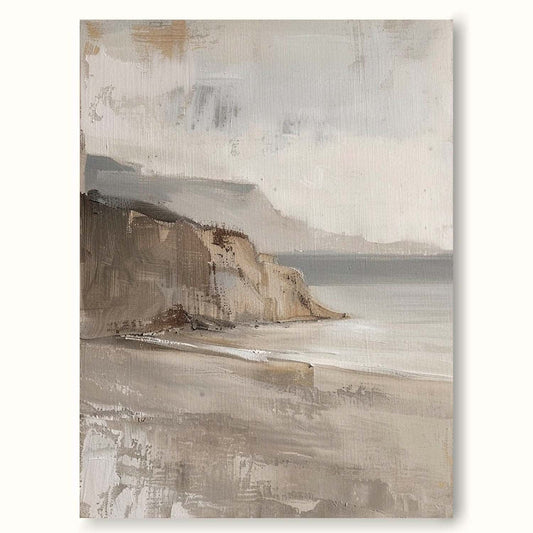 Serene Coastal Landscape Oil Painting for Elegant Home Decor