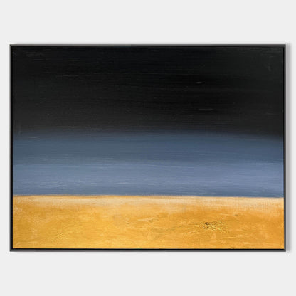 Stunning Black and Gold Abstract Oil Painting for Modern Home Decor