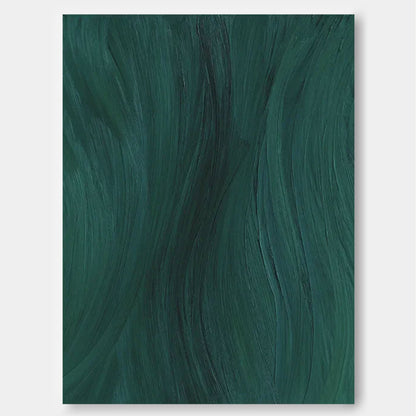 Abstract Green Waves - Elegant Minimalist Oil Painting for Modern Decor