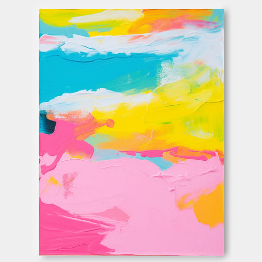 Vibrant Abstract Oil Painting with Bold Colors for Modern Home Decor