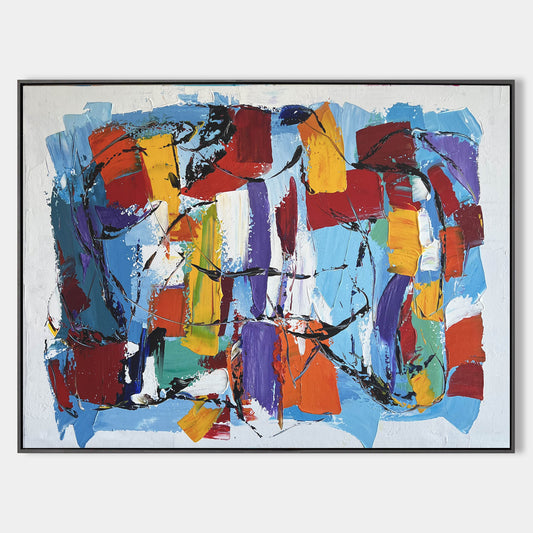 Vibrant Colorful Abstract Oil Painting for Modern Home D√©cor