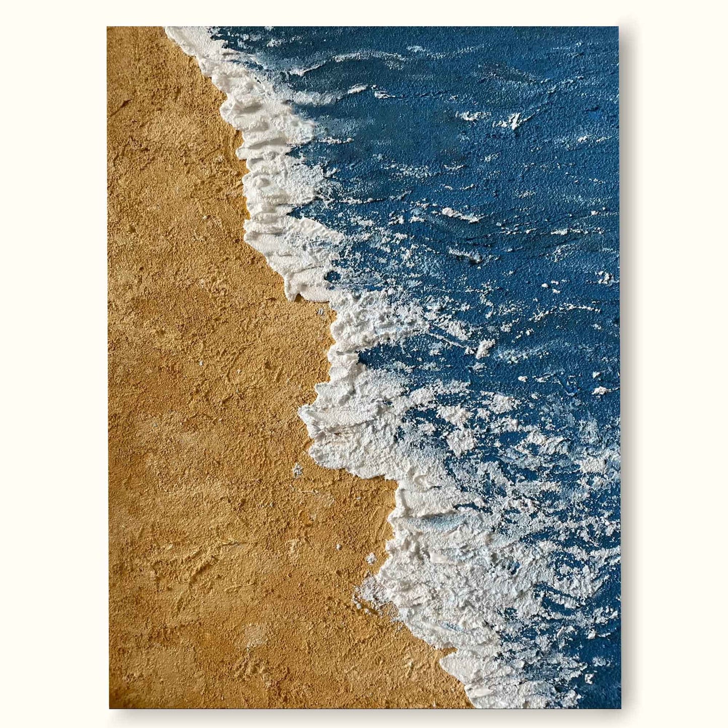 Serene Ocean Waves and Sandy Beach Oil Painting for Coastal Decor