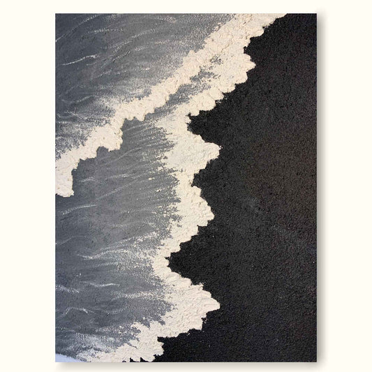 Abstract Minimalist Beach Scene in Monochrome Oil Painting