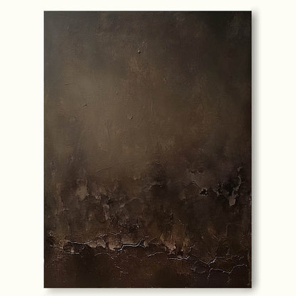 Contemporary Minimalist Abstract Oil Painting in Earthy Tones