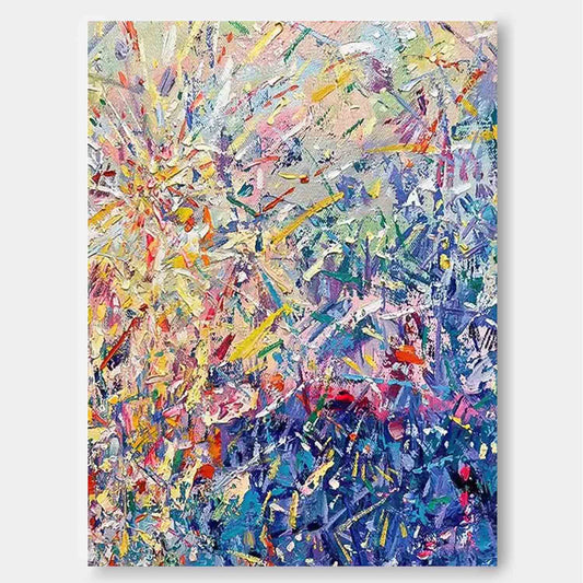 Vibrant Abstract Floral Oil Painting for Colorful Home Decor