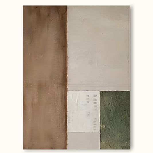Elegant Minimalist Geometric Oil Painting in Earthy Tones for Modern Decor