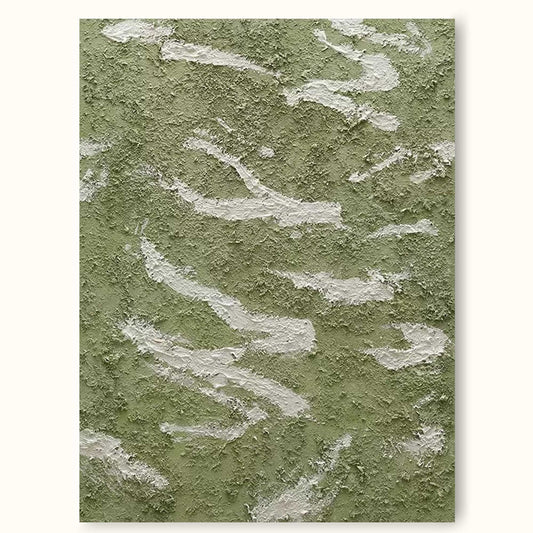 Abstract Green Textured Oil Painting for Modern Home Decor