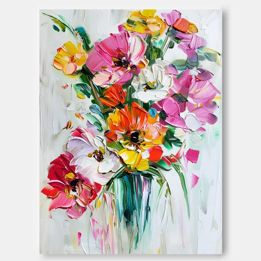 Vibrant Floral Bouquet Oil Painting for Home Decor and Gift Ideas