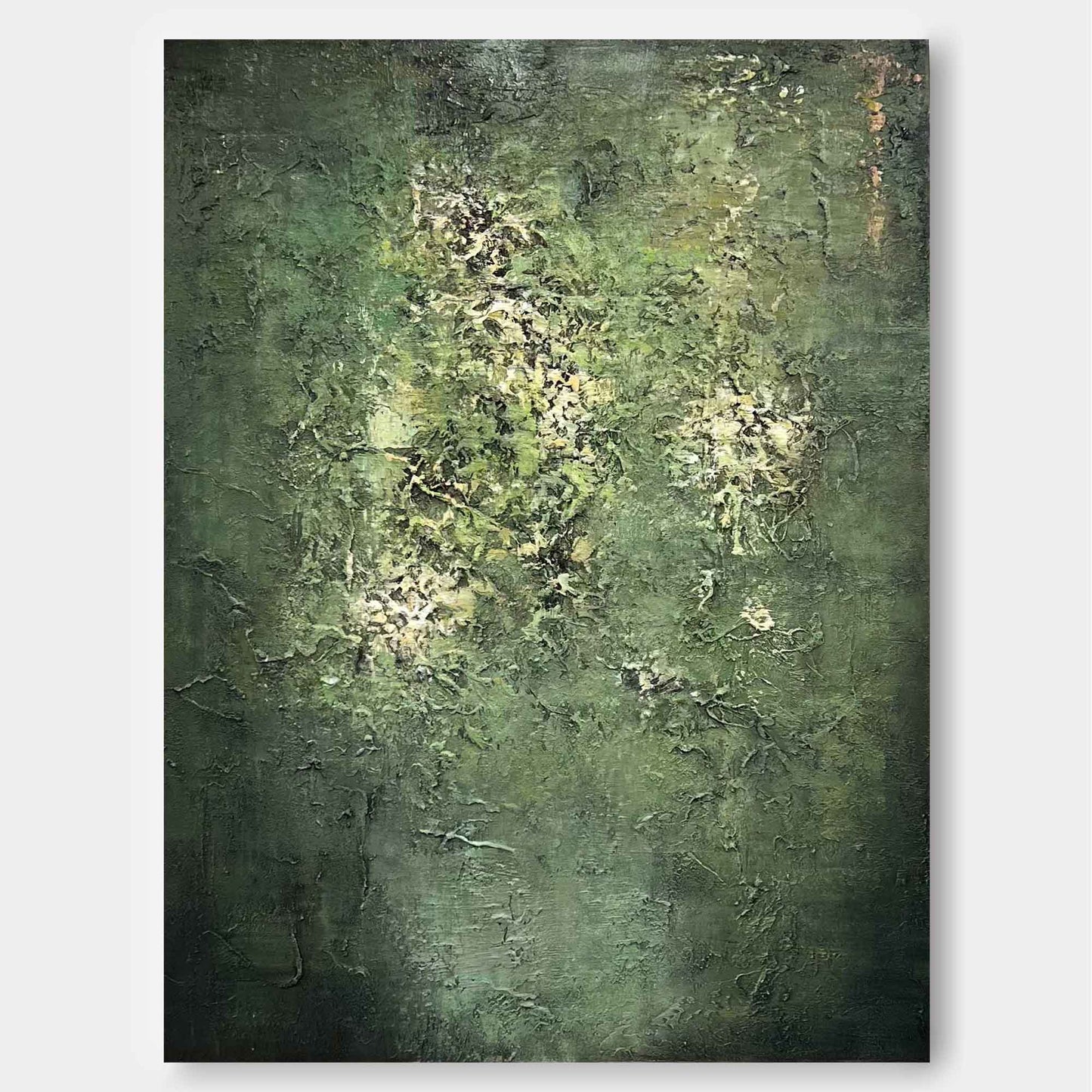 Textured Green Abstract Oil Painting for Modern Home Decor and Art Collectors