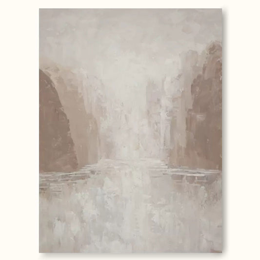 Serene Minimalist Landscape Oil Painting for Tranquil Home Decor