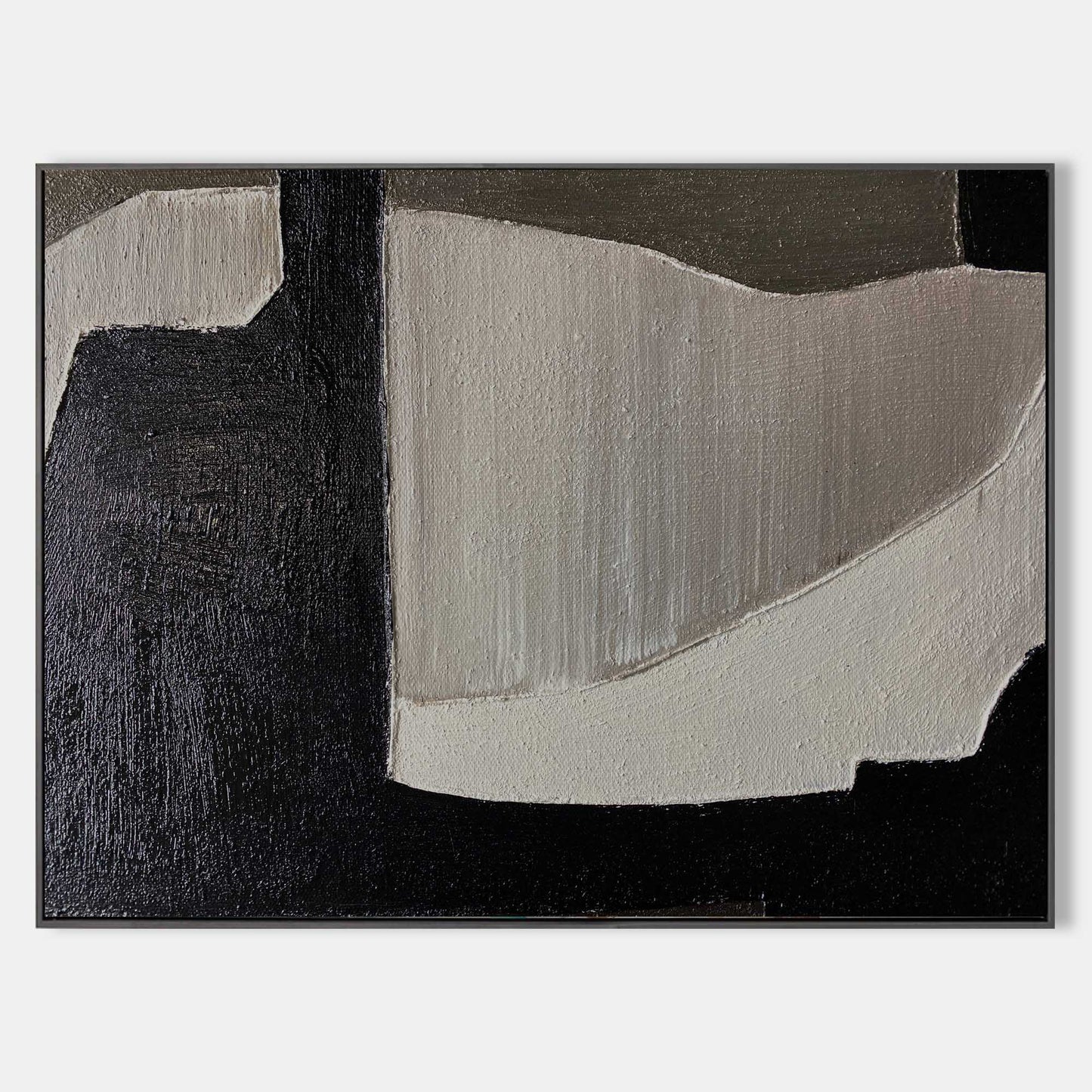 Stylish Black and Grey Abstract Oil Painting for Modern Home D√©cor