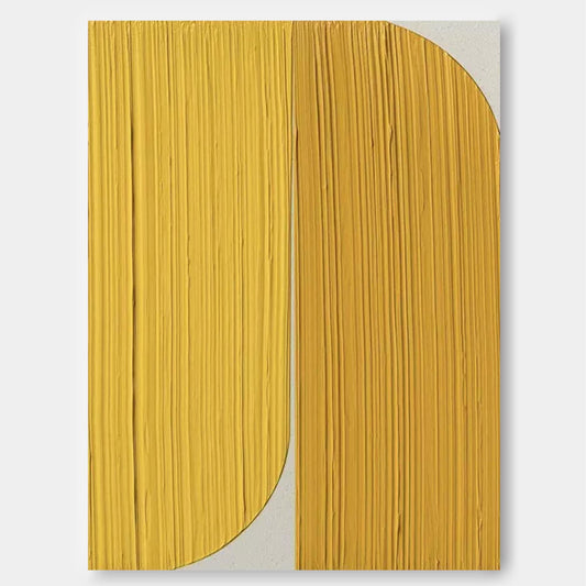 Contemporary Yellow Minimalist Oil Painting for Modern Home Decor