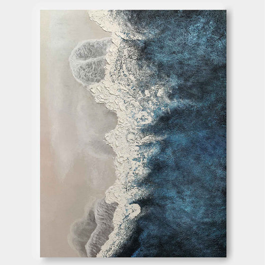 Tranquil Ocean Waves Oil Painting for Serene Coastal Home D√©cor