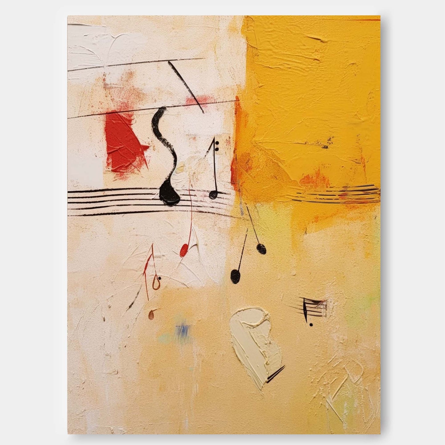 Vibrant Abstract Musical Notes Oil Painting for Modern Home Decor