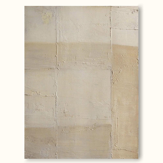 Elegant Minimalist Beige Abstract Oil Painting for Contemporary Home D√©cor