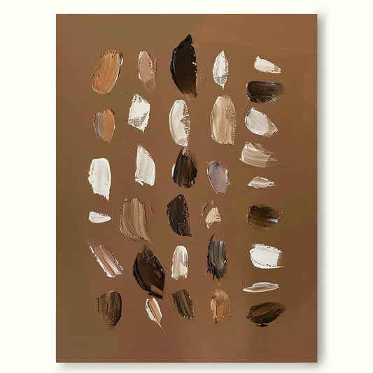 Contemporary Vintage Abstract Oil Painting in Warm Earth Tones