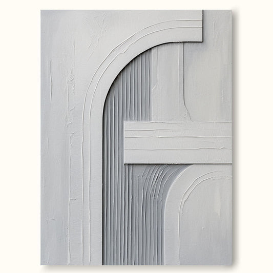 Elegant Minimalist Gray Abstract Oil Painting for Modern Home Decor