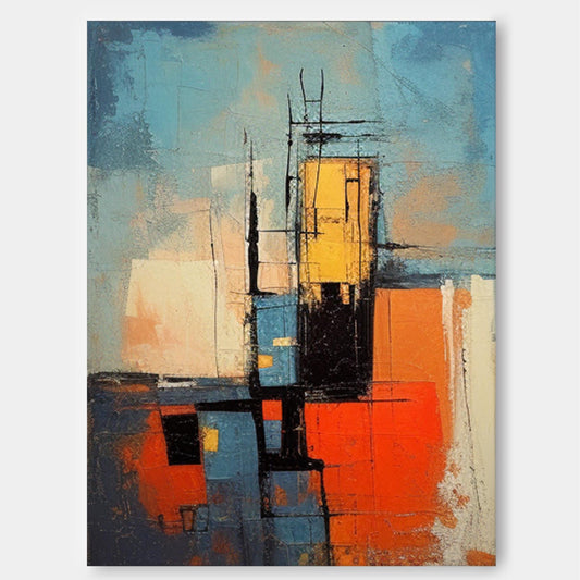 Vibrant Abstract Oil Painting for Modern Home Decor and Unique Art Collection