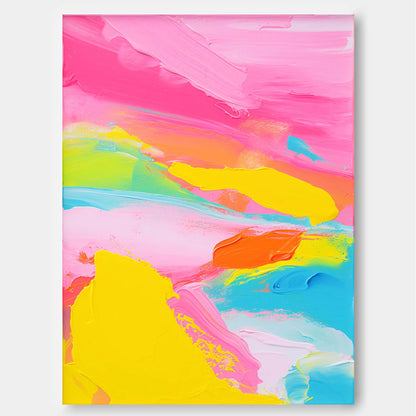 Vibrant Abstract Oil Painting with Colorful Swirls for Modern Home Decor