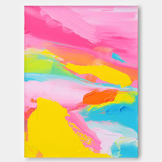 Vibrant Abstract Oil Painting with Colorful Swirls for Modern Home Decor