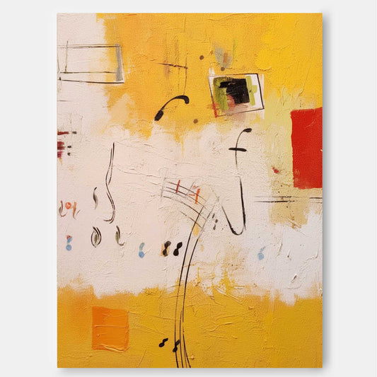 Vibrant Yellow Abstract Oil Painting for Modern Home Decor and Art Enthusiasts