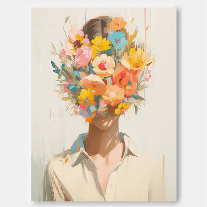 Vibrant Floral Portrait Canvas Art for Modern Home Decor