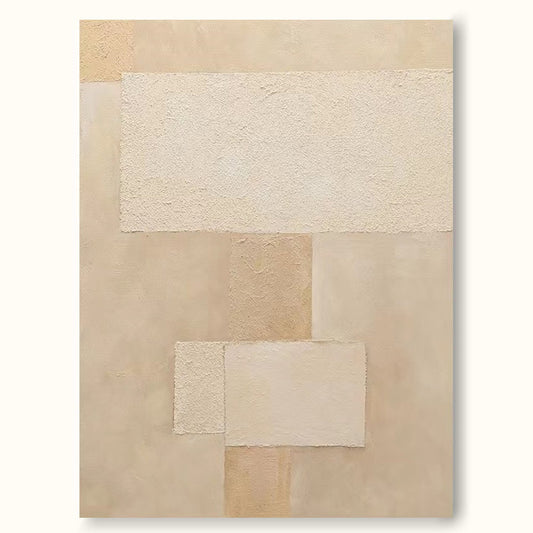 Serene Minimalist Geometric Oil Painting for Contemporary Home Decor