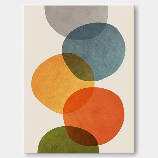 Abstract Colorful Circles Oil Painting for Modern Home Decor