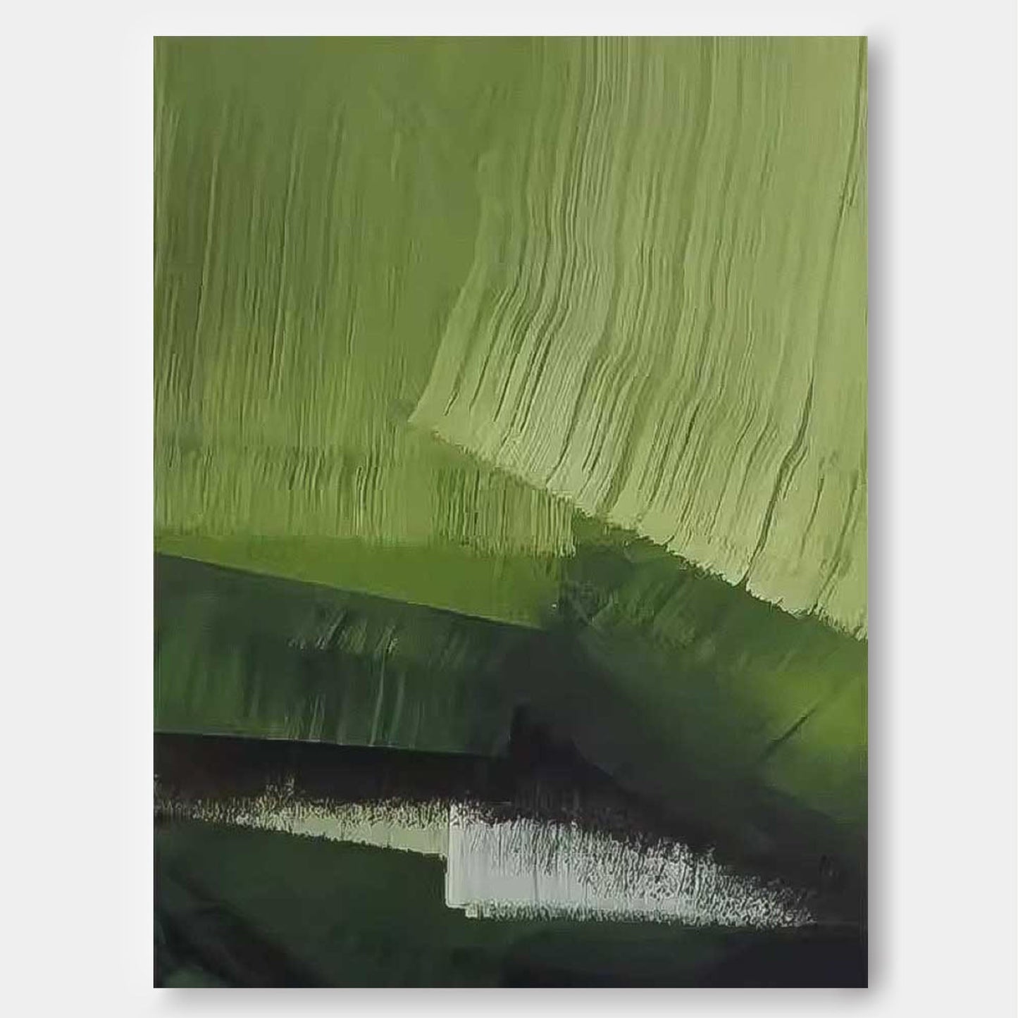 Modern Minimalist Green Abstract Oil Painting for Contemporary Home Decor