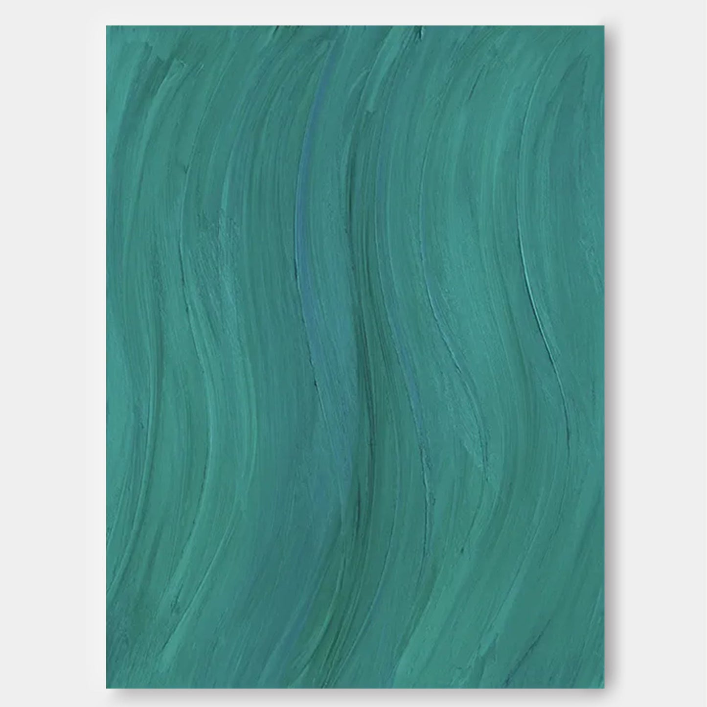 Serene Abstract Oil Painting in Tranquil Teal Tones for Modern Home Decor