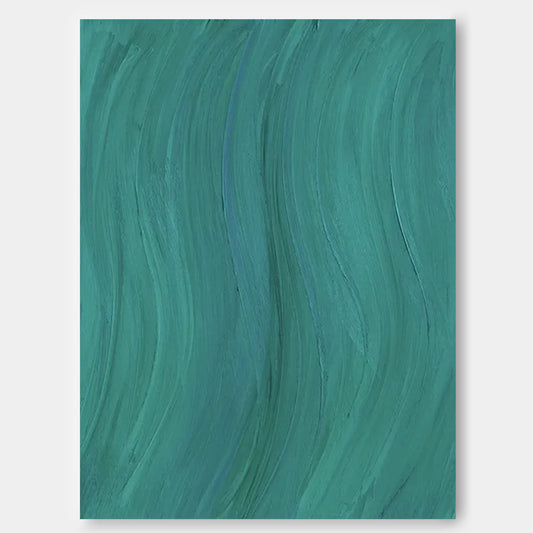 Serene Abstract Oil Painting in Tranquil Teal Tones for Modern Home Decor