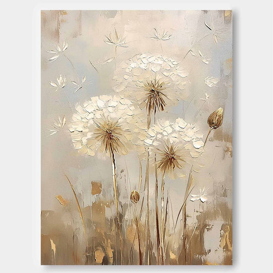 Elegant White Flower Oil Painting for Modern Home Decor