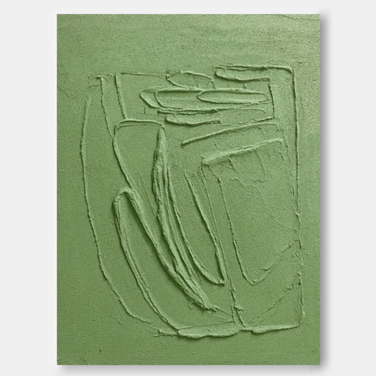 Modern Minimalist Green Abstract Oil Painting for Contemporary Home Decor