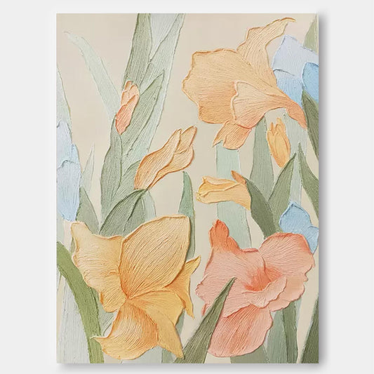 Vibrant Floral Oil Painting for Home Decor – Elegant Flower Wall Art