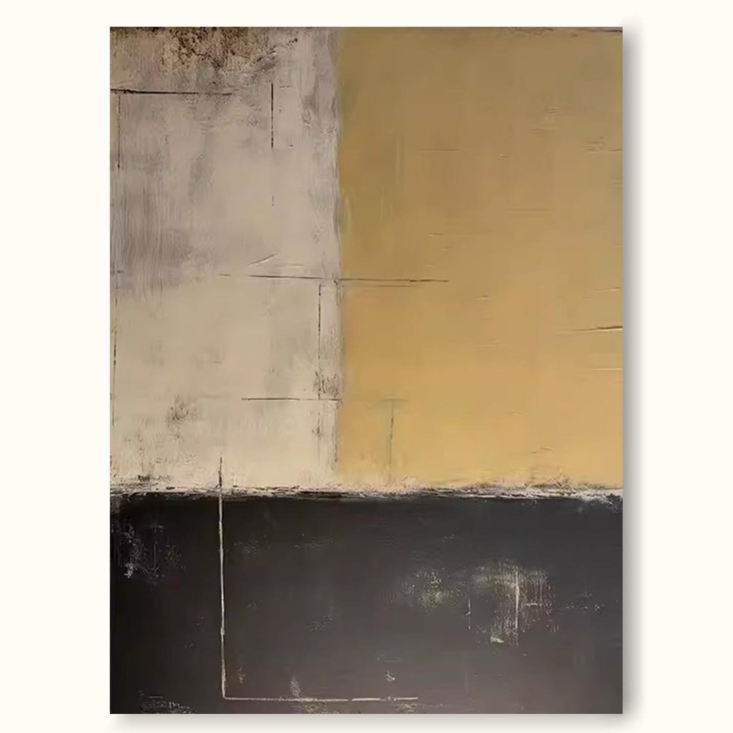Elegant Minimalist Abstract Oil Painting in Earthy Tones for Modern Decor