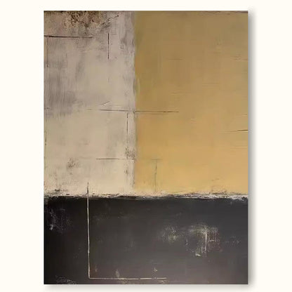 Elegant Minimalist Abstract Oil Painting in Earthy Tones for Modern Decor