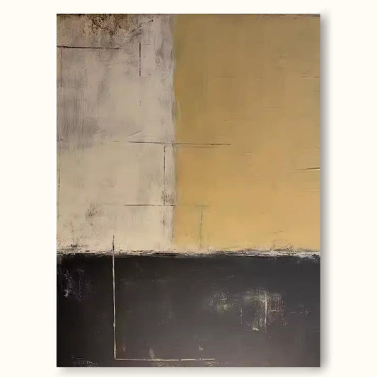 Elegant Minimalist Abstract Oil Painting in Earthy Tones for Modern Decor