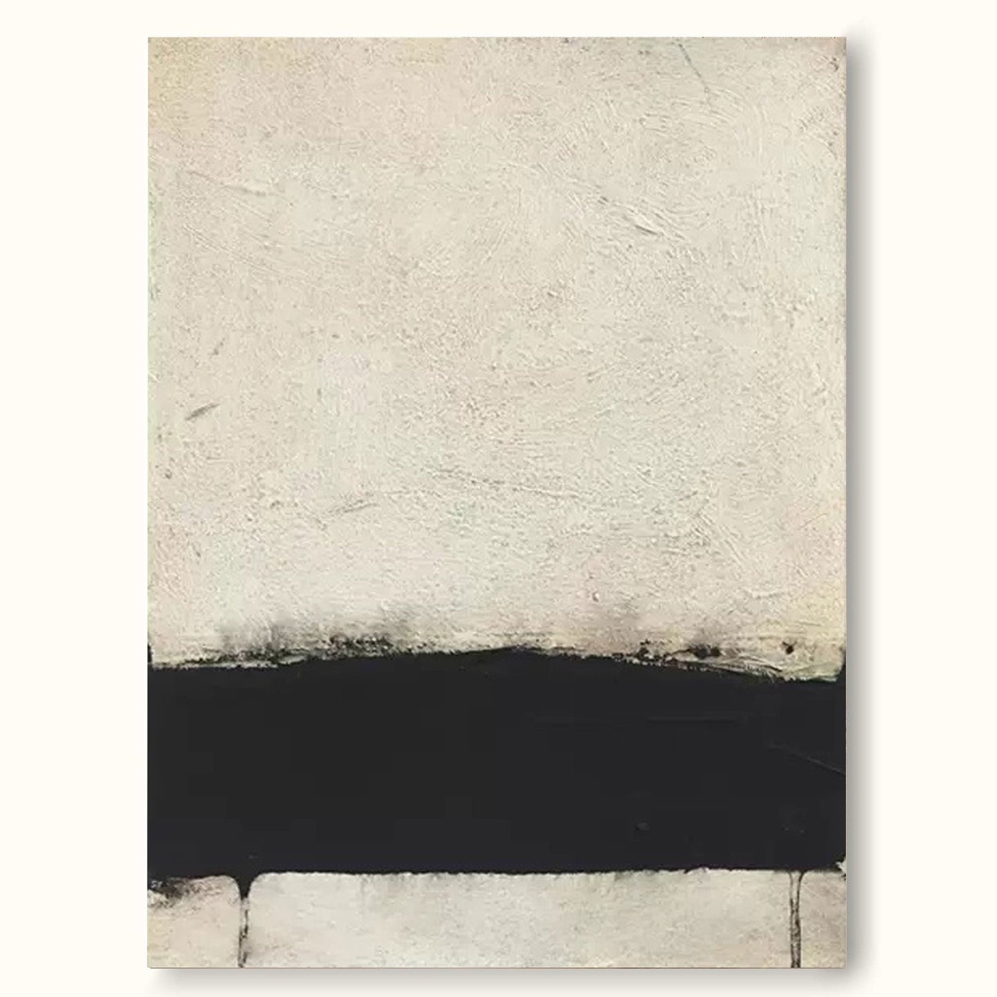 Modern Minimalist Black and White Abstract Oil Painting for Contemporary Decor