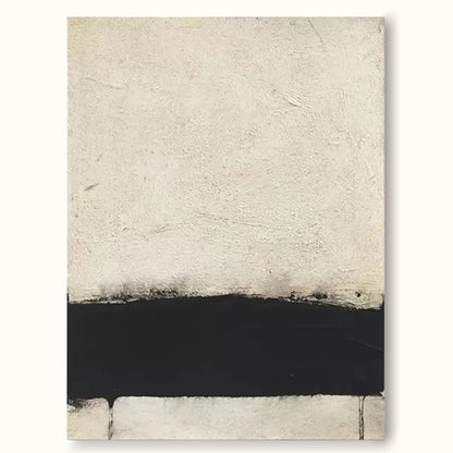 Modern Minimalist Black and White Abstract Oil Painting for Contemporary Decor