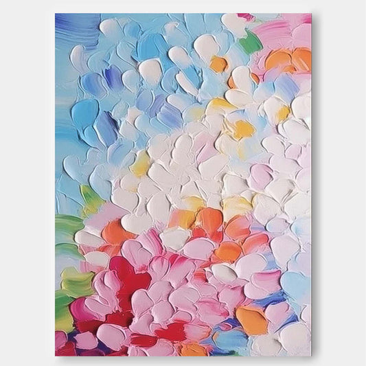 Vibrant Floral Abstract Oil Painting for Modern Home Decor